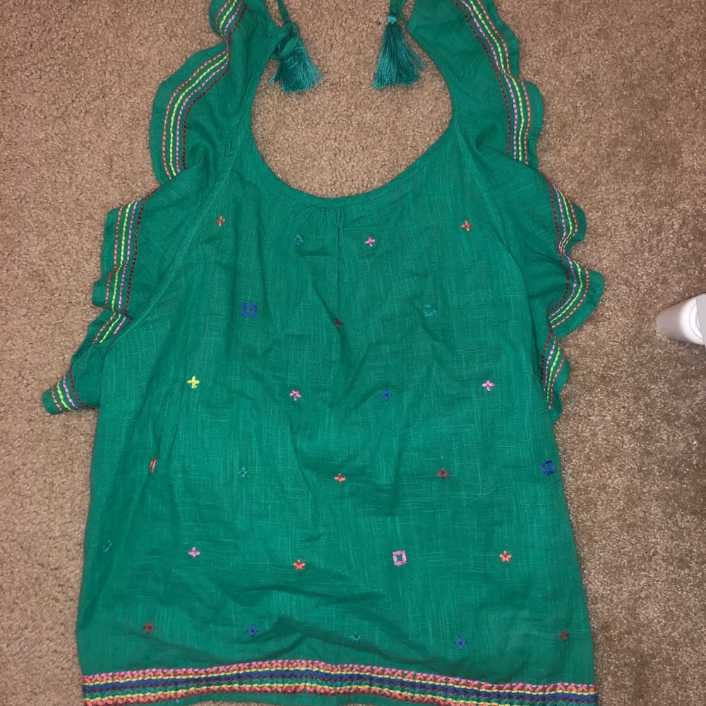 Green halter tank top